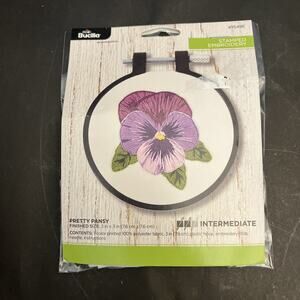 3 Inch Stamped Embroidery Kits with Hoop : Purple Orchid NIB